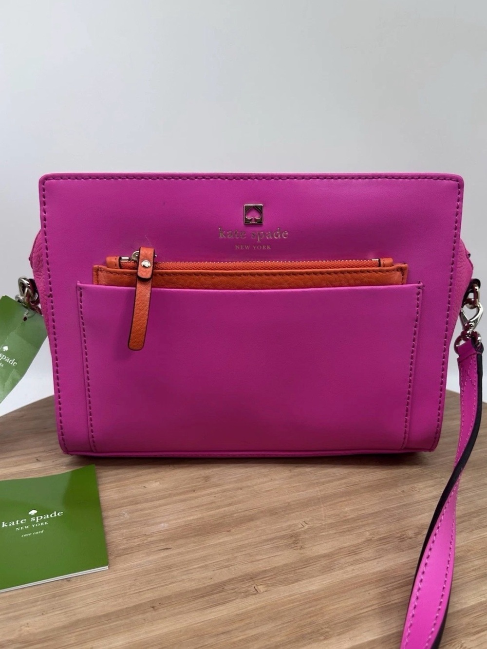 NWT Kate Spade Adelia LEATHER Crossbody Bgnvl/Cbon Pink Shoulder Bag Messenger
